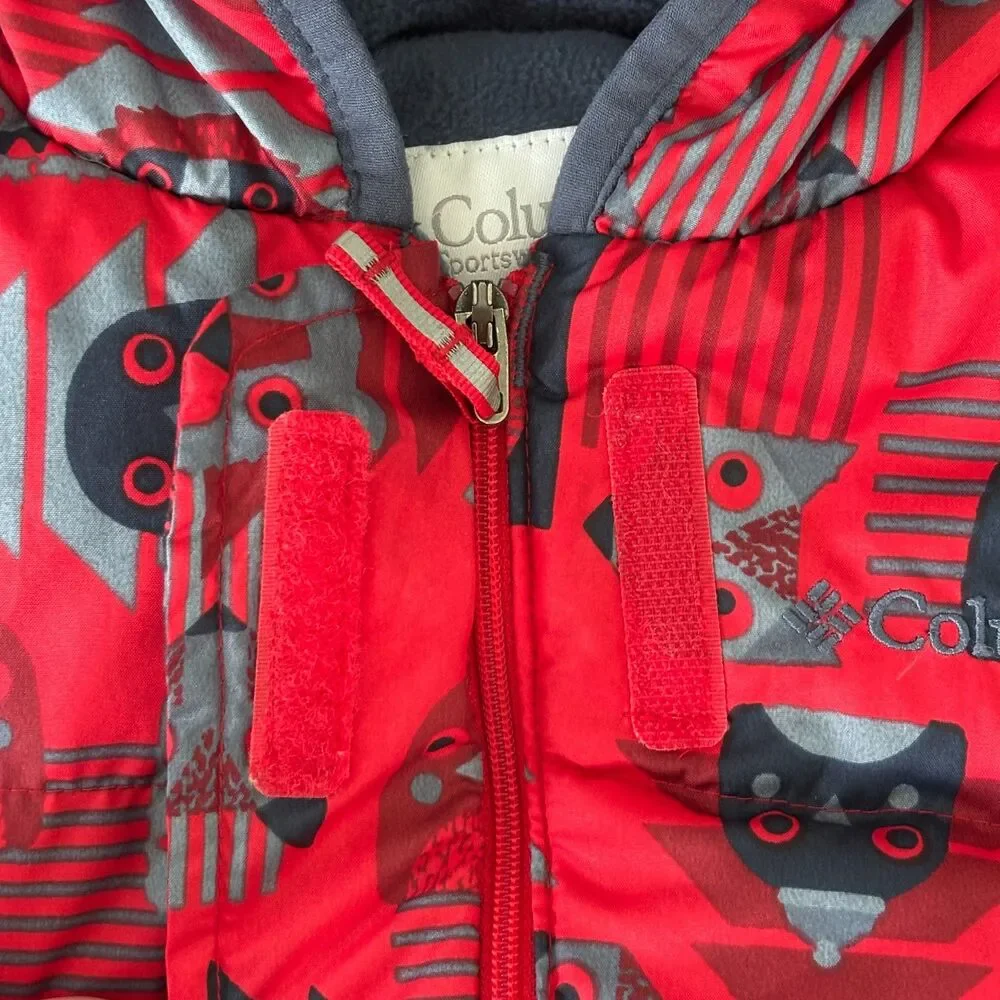 Columbia Baby 12-18M Snuggly Bunny Down Bunting Red Animal Print Snowsuit Suit